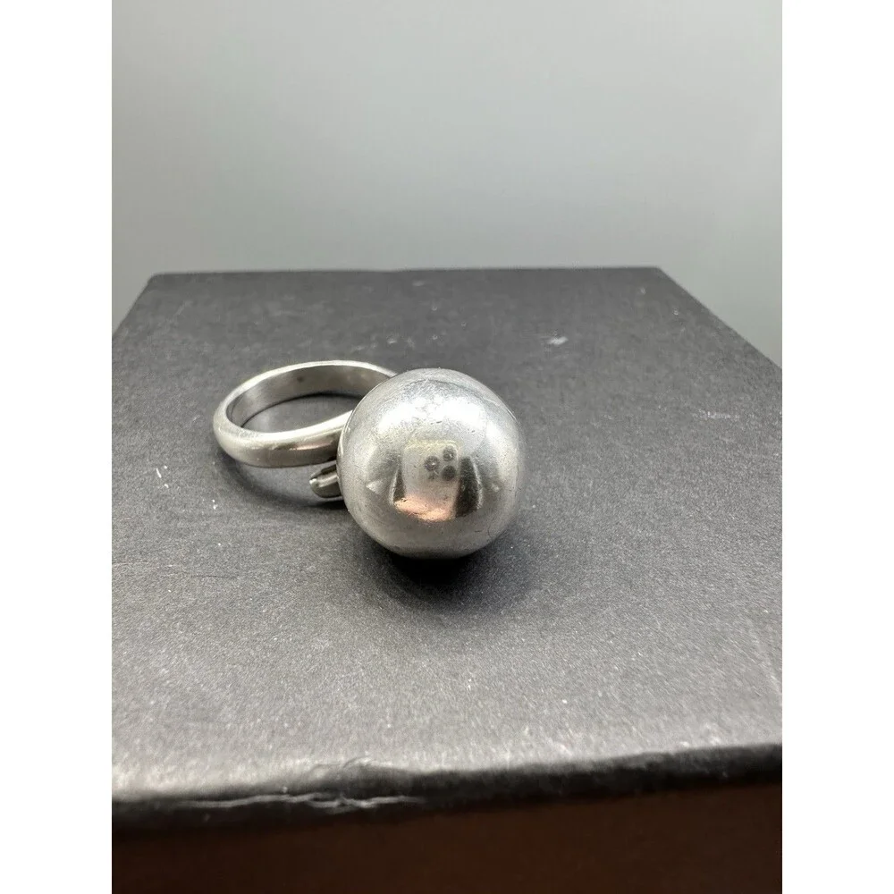Taxco Mexico Rattle Ball Ring Sterling Silver 925 Size 8 Adjustable TB 185
